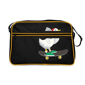 Skater Ente - Retro Tasche - Schwarz/Gold - Vorne