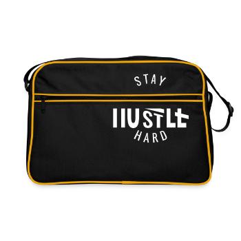 Stay Humble Hustle Hard Entrepreneur - Retro Tasche - Schwarz/Gold - Vorne