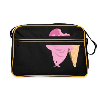 Lustige Eiscreme - Retro Tasche - Schwarz/Gold - Vorne