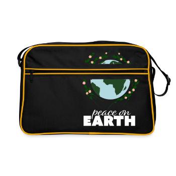 Paix sur terre, paix, liberté, idée de cadeau - Sac Retro - noir/or - Devant