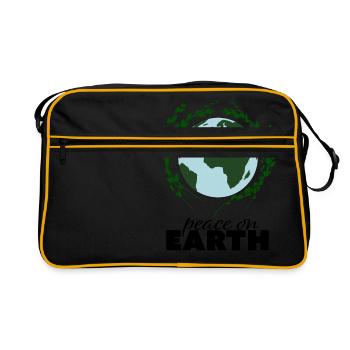 Paix sur terre, paix, liberté, idée de cadeau - Sac Retro - noir/or - Devant