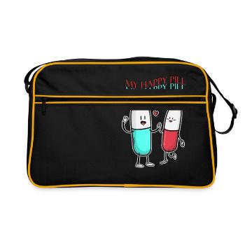 HAPPY PILL - pilules heureux - comprimés - amour - Sac Retro - noir/or - Devant