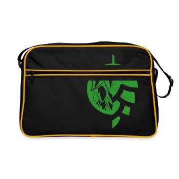 Hops Logo - Hopfendolde, blossom of the hop plant - Retro Bag - black/gold - Front