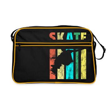 Skateboarder skater longboard cadeau skate long - Sac Retro - noir/or - Devant