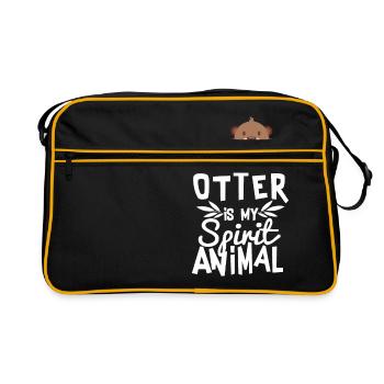 Niedlicher Otter ist mein Geist-Tier-lustiges Tier-Zitat - Retro Tasche - Schwarz/Gold - Vorne