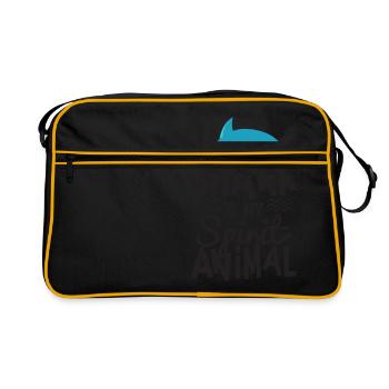 Cooler Haifisch ist mein Geist-Tier-Zitat-T-Shirt - Retro Tasche - Schwarz/Gold - Vorne