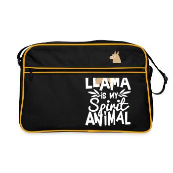 Nettes Lama ist mein Geist-Tier-lustiges T-Shirt - Retro Tasche - Schwarz/Gold - Vorne