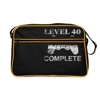 40 Jahre - 40. Geburtstag Level 40 Complete Shirt - Retro Tasche - Schwarz/Gold - Vorne