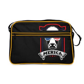 Amerikanische Patriot-Kuh - Retro Tasche - Schwarz/Gold - Vorne