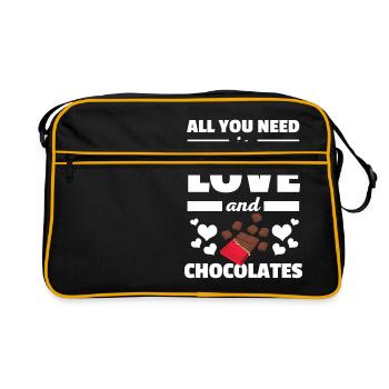 Mignon tout ce que vous avez besoin est T-shirt d'amour et de chocolats - Sac Retro - noir/or - Devant