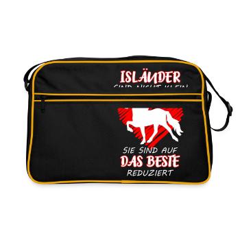 Isländer Icelandic Horse Isi Island Pferd Pony - Retro Tasche - Schwarz/Gold - Vorne