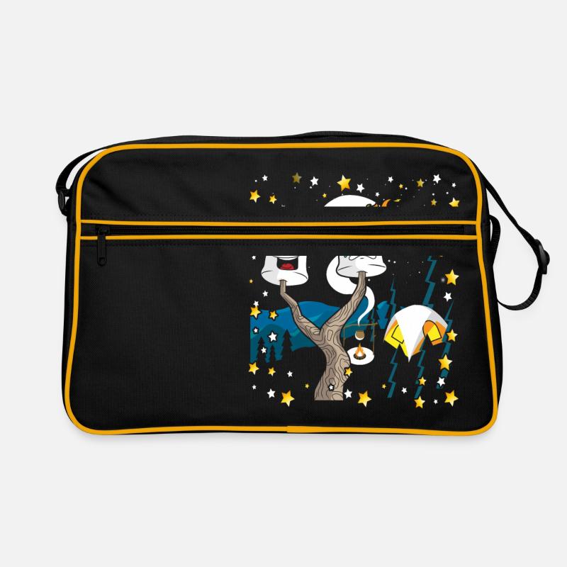 Happy Camper Marshmallow feu de camp cadeau de cadeau - Sac Retro - noir/or