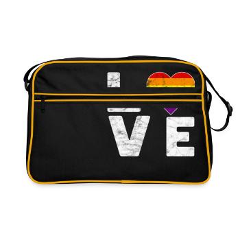 LGBT Pride Rainbow Couleur Amour Coeur Gay Pride - Sac Retro - noir/or - Devant