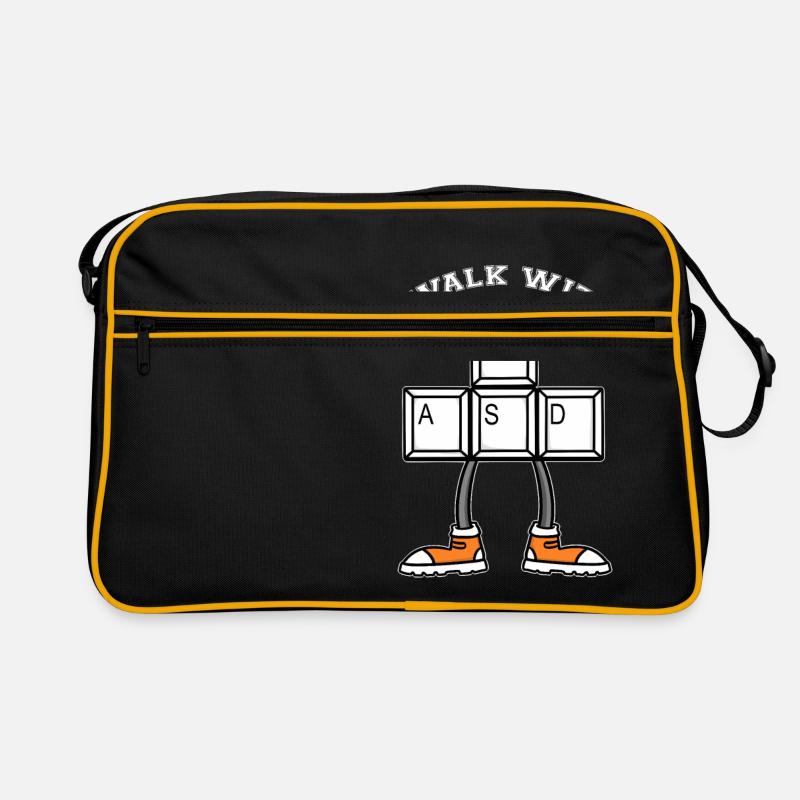 I WALK WITH WASD - Walking - Laufen - Retro Tasche - Schwarz/Gold