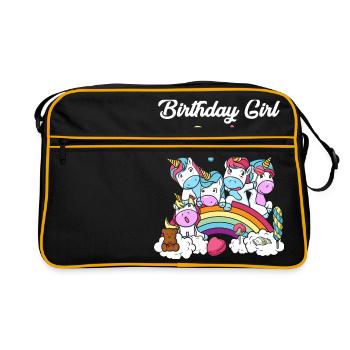 Cadeau d'anniversaire licorne fête fille enfant - Sac Retro - noir/or - Devant