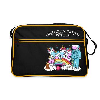 Cadeau d'anniversaire Licorne fête Père papa papa - Sac Retro - noir/or - Devant