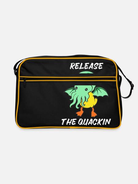 Relâchez le canard de canard Quackin Kraken Cthulhu - Sac Retro - noir/or - Devant