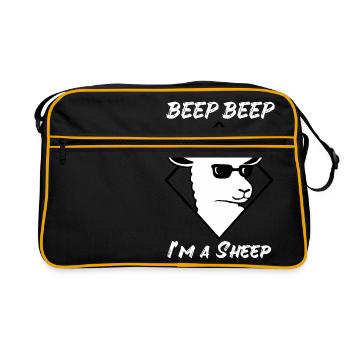 Mouton, bip beep, je, mouton, lunettes soleil, frais - Sac Retro - noir/or - Devant