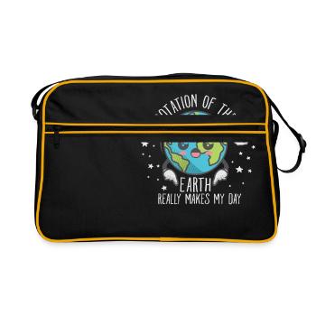 The Rotation Of The Earth Really Makes My Day - Retro Tasche - Schwarz/Gold - Vorne