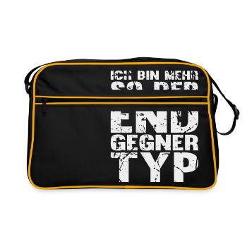 Ich bin mehr so der Endgegner Typ! - Geschenk - Retro Tasche - Schwarz/Gold - Vorne