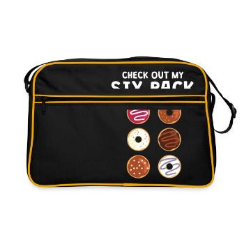 Funny Check out my six pack T-Shirt - Retro Bag - black/gold - Front