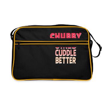 Pummelige Mädchen Kuscheln Besser Witz Lustig Toll - Retro Tasche - Schwarz/Gold - Vorne