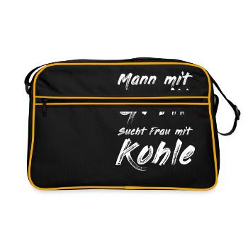 Mann mit Grill sucht - Retro Tasche - Schwarz/Gold - Vorne