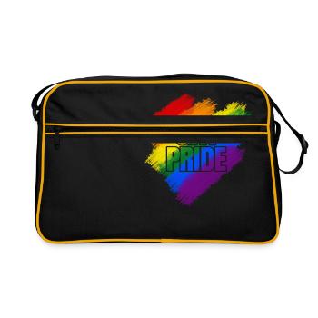 Fierté gay, fierté, arc-en-ciel, arc-en-ciel, cadeau - Sac Retro - noir/or - Devant