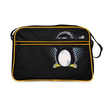 Penguin dabbing dab dance gift birthday - Retro Bag - black/gold - Front