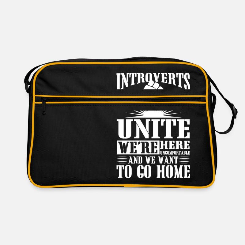 Introverts unite we're here uncomfortable - Retro Tasche - Schwarz/Gold