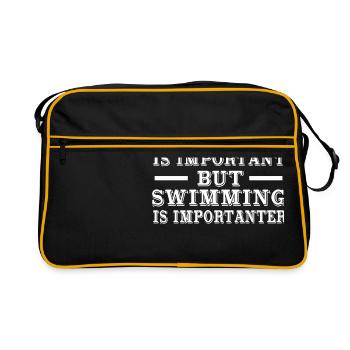 L’éducation est importante, mais la natation. - Cadeau - Sac Retro - noir/or - Devant