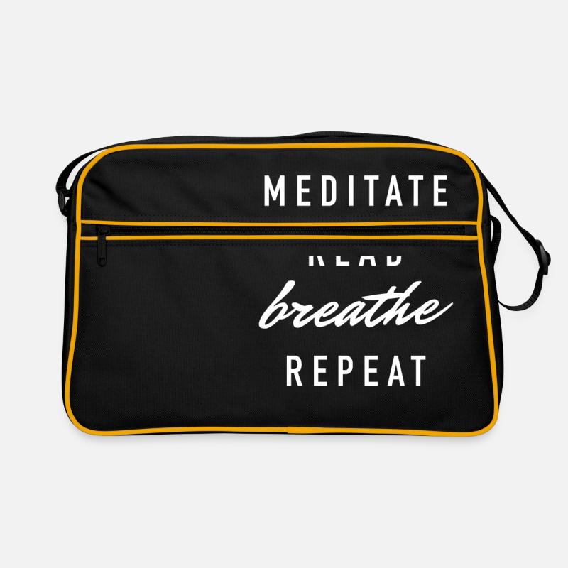 Meditate Read Breathe Repeat Shirt Yoga Geschenk - Retro Tasche - Schwarz/Gold