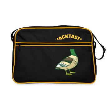 Quack - Quacktastic! Ente - Wildente - Retro Tasche - Schwarz/Gold - Vorne