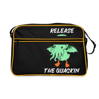 Release the Quackin Quietscheente Badeente Ente - Retro Tasche - Schwarz/Gold - Vorne