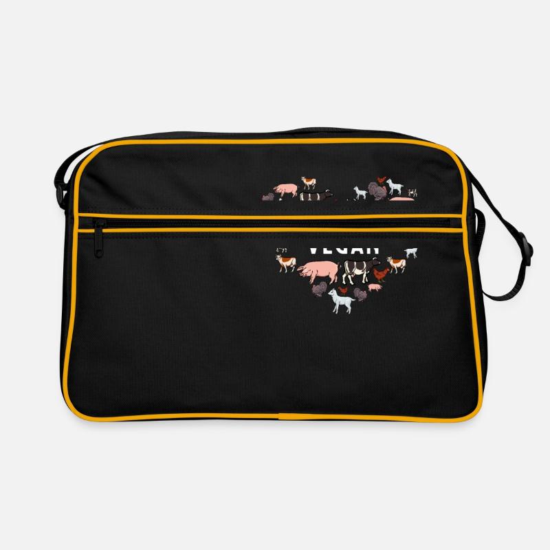 Vegetarier/Vegan Geschenk - Retro Tasche - Schwarz/Gold