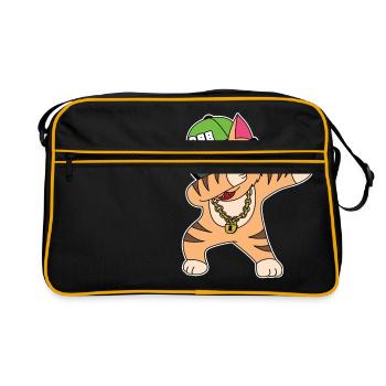 Cat banana kitten meow kitty cat cat lady - Retro Bag - black/gold - Front