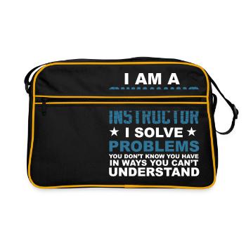 Ich bin ein Schwimmlehrer.. - Geschenk - Retro Tasche - Schwarz/Gold - Vorne