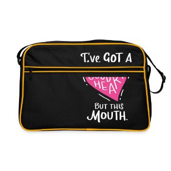 Bon coeur mais Grande bouche Grand coeur Drôle - Sac Retro - noir/or - Devant