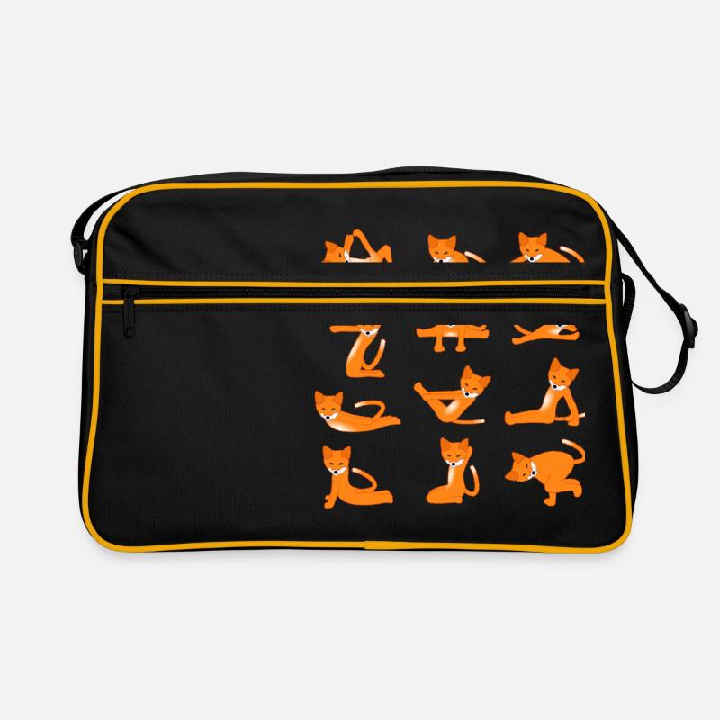 Foxes doing Yoga - Retro Tasche - Schwarz/Gold