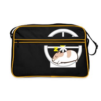 Hamster - Hamsterhalter - Hamsterrad - Faul - Retro Tasche - Schwarz/Gold - Vorne