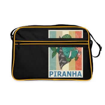 Piranha Vintage Retro Style Grunge - Retro Tasche - Schwarz/Gold - Vorne