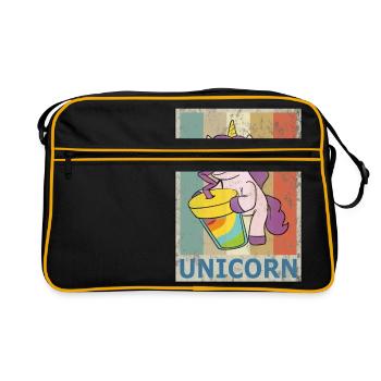 Einhorn Vintage Retro Style Grunge Einhörner - Retro Tasche - Schwarz/Gold - Vorne