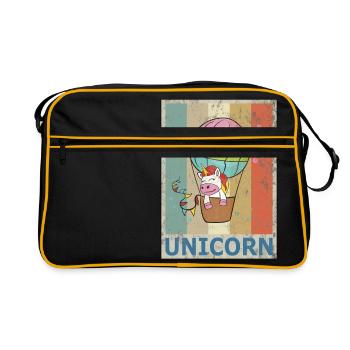 Einhorn Vintage Retro Style Grunge Einhörner - Retro Tasche - Schwarz/Gold - Vorne