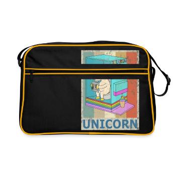 Einhorn Vintage Retro Style Grunge Einhörner - Retro Tasche - Schwarz/Gold - Vorne