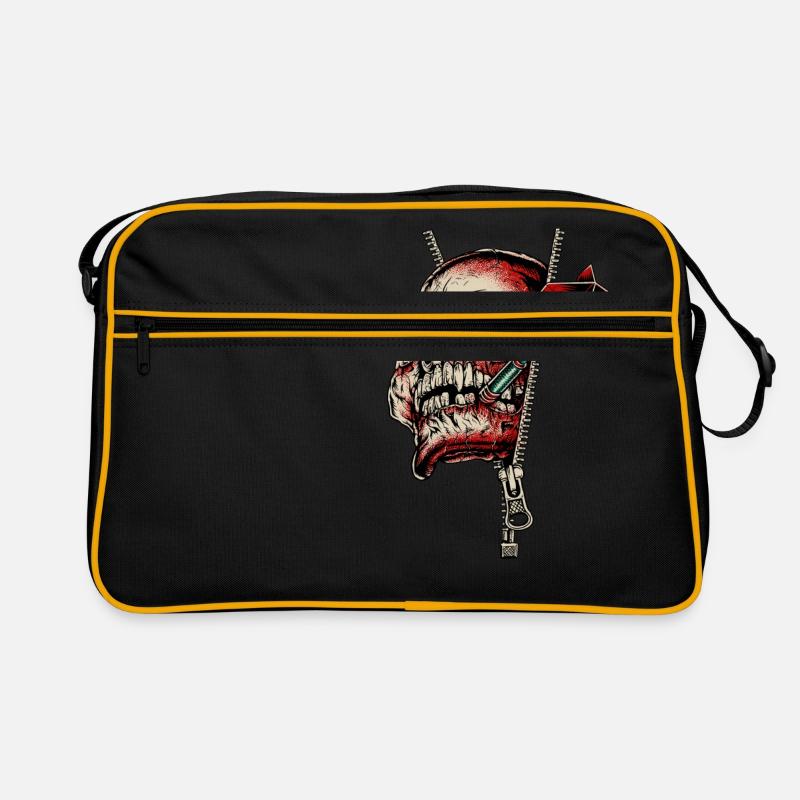 Dart Shirt Skull Zip V2 RAHMENLOS Design - Retro Tasche - Schwarz/Gold