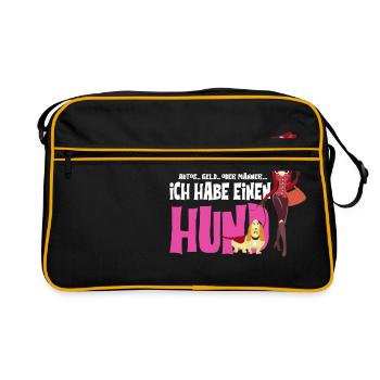 Hund Frauen Männer Hunde Geld Geschenk - Retro Tasche - Schwarz/Gold - Vorne
