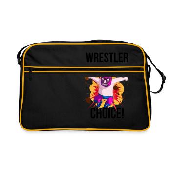 "Wrestler by Choice!" - Retro Tasche - Schwarz/Gold - Vorne