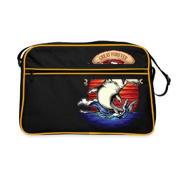 Requin-marteau animaux marins tatouage - Sac Retro - noir/or - Devant
