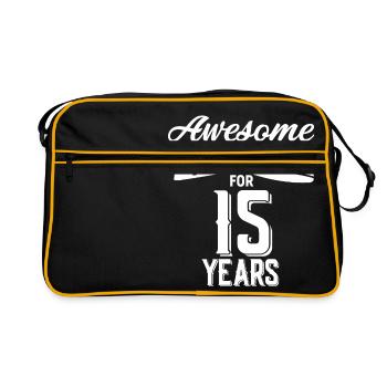 15e anniversaire de mariage - Sac Retro - noir/or - Devant