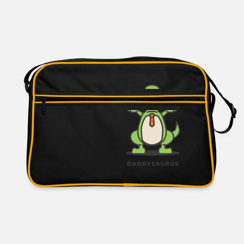 Père & Fils - Daddysaurus Rex - Cadeau - Sac Retro - noir/or